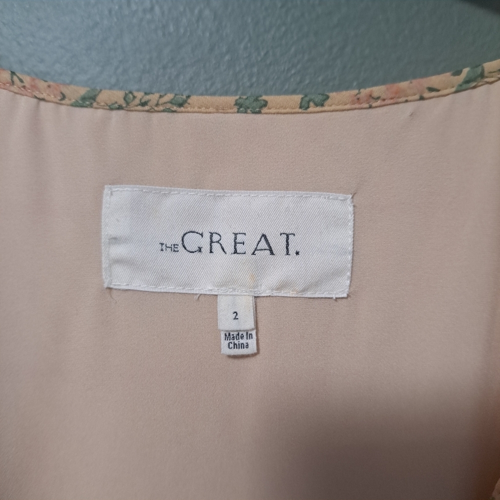 The Great. Manor 100% Silk Maxi Dress Peach Floral 2 NWOT - Picture 6 of 8
